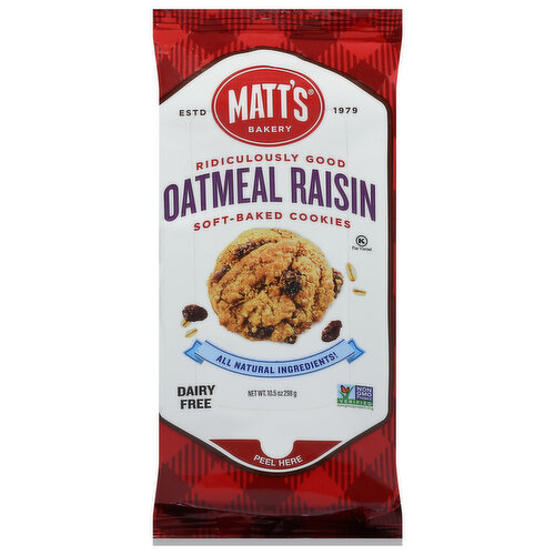 Matt's Bakery Cookies, Oatmeal Raisin, Soft-Baked