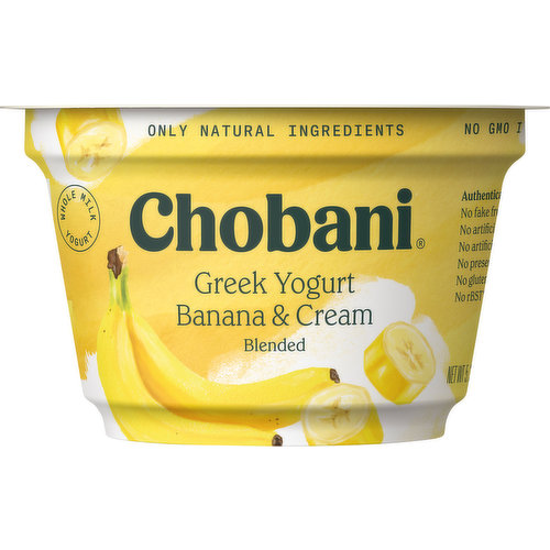 Chobani Yogurt, Greek, Banana & Cream, Blended 5.3 oz