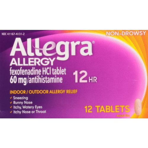 Allegra Allergy Relief, Indoor/Outdoor, 60 mg, Tablets