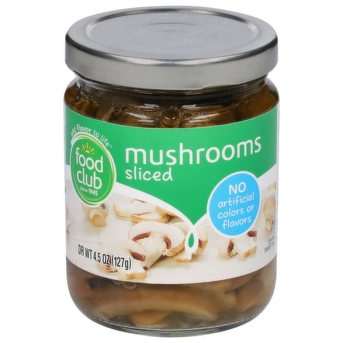 Food Club Mushrooms, Sliced