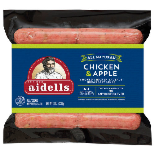 Aidells Breakfast Links, Smoked Chicken Sausage, Chicken & Apple