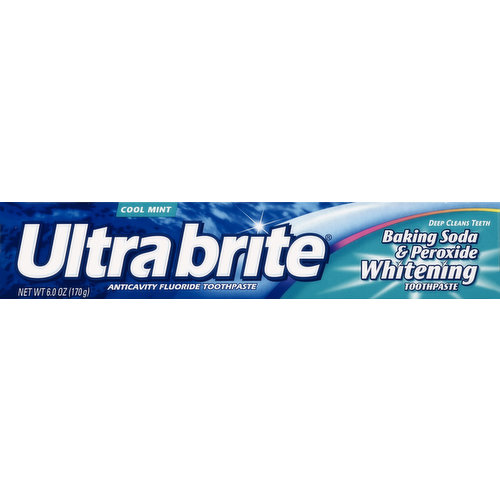 Ultra Brite Toothpaste, Anticavity Fluoride, Baking Soda & Peroxide Whitening, Cool Mint