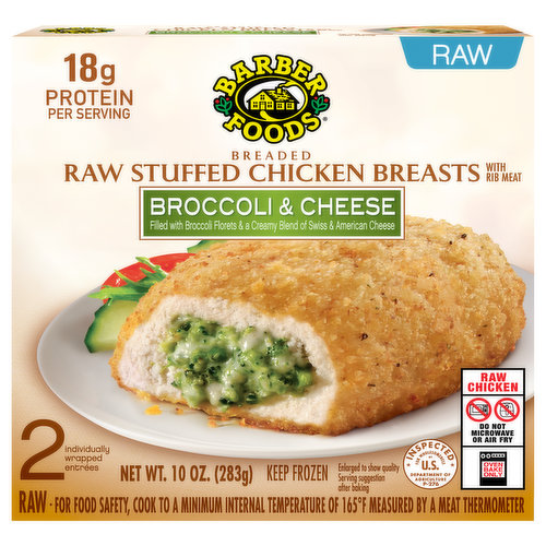 Barber Foods Stuffed Chicken Breasts, Broccoli & Cheese, Raw, Breaded