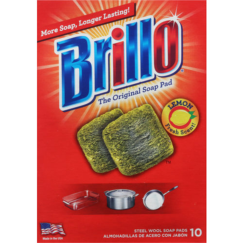 Brillo Soap Pads, Steel Wool, Lemon