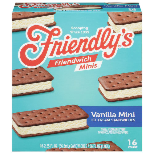 Friendly's Ice Cream Sandwiches, Vanilla, Minis