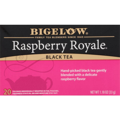 Bigelow Black Tea, Raspberry Royale, Tea Bags