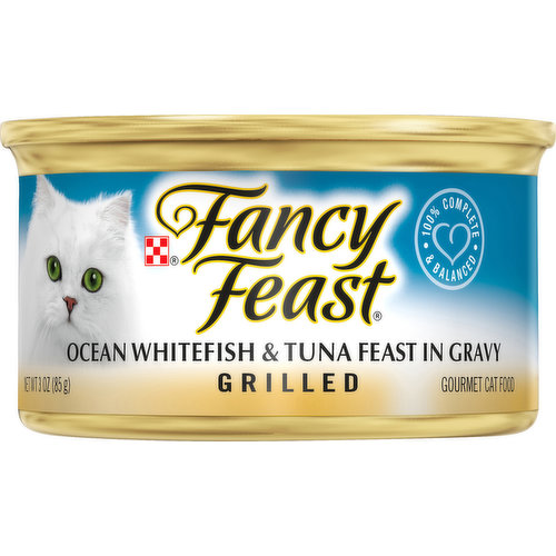 Fancy Feast Gourmet Cat Food, Grilled, Ocean Whitefish & Tuna Feast in Gravy