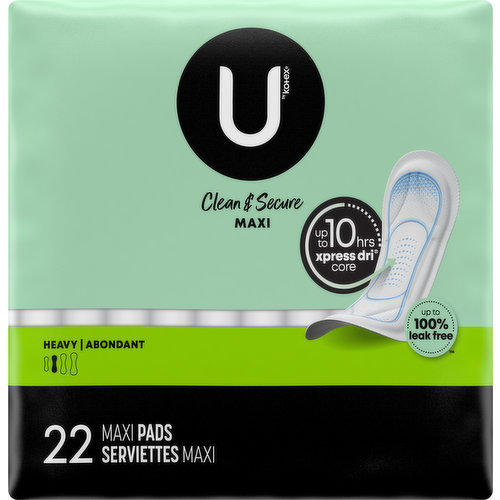 U by Kotex Pads, Maxi, Clean & Secure, Heavy