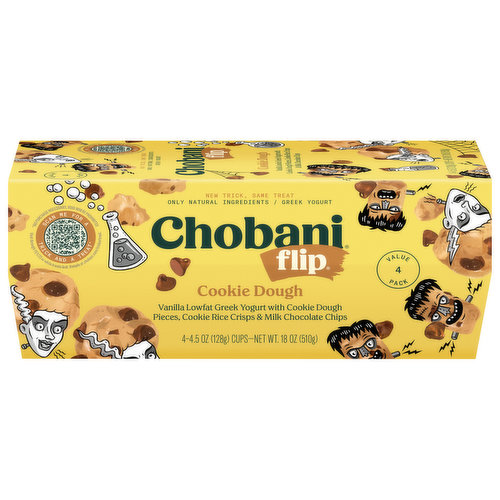 Chobani Yogurt, Greek, Cookie Dough, Value 4 Pack