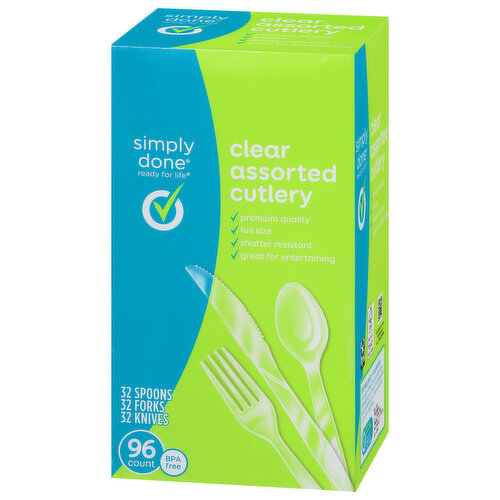 Simply Done Cutlery, Assorted, Clear