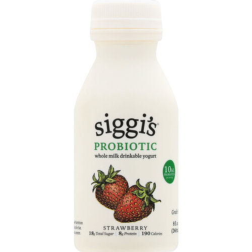 Siggi's Drinkable Yogurt, Whole Milk, Strawberry, Probiotic