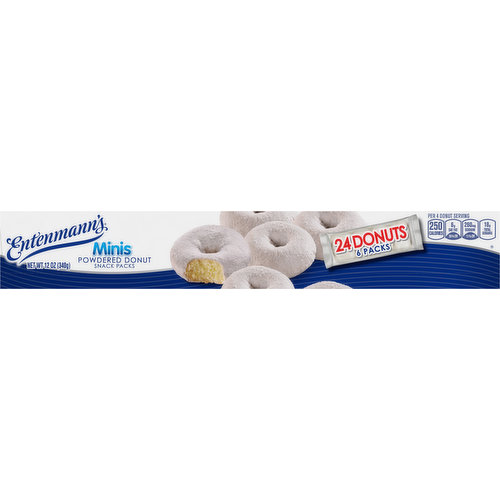 Entenmann's Donuts, Powdered, Minis, Snack Packs, 6 Pack