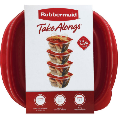 Rubbermaid TakeAlongs Containers & Lids, Deep Squares, 5.2 Cups - 4 containers & lids