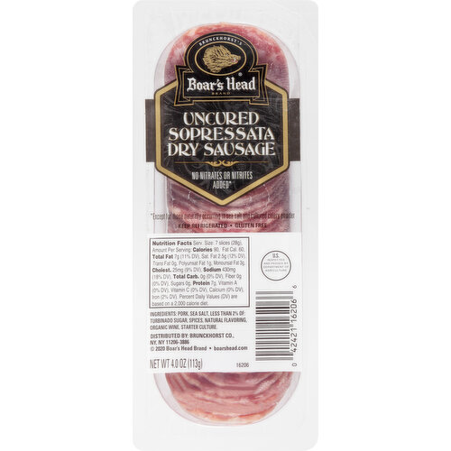 Boar's Head Uncured Sopressata Dry Sausage