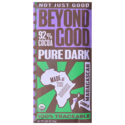 Beyond Good Chocolate, Pure Dark, 92% Cocoa