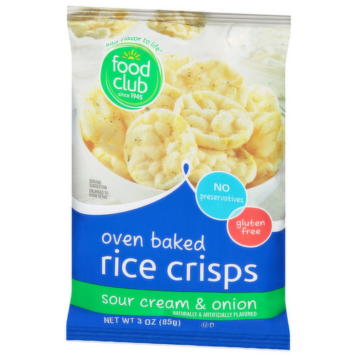 Food Club Rice Crisps, Sour Cream & Onion, Oven Baked