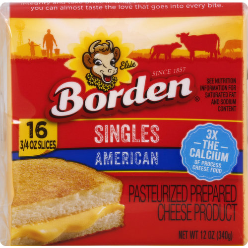 Borden Cheese Product, Pasteurized Prepared, American, Singles