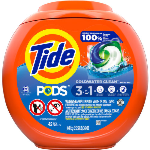 Tide Detergent, Original, 3-in-1, Pacs