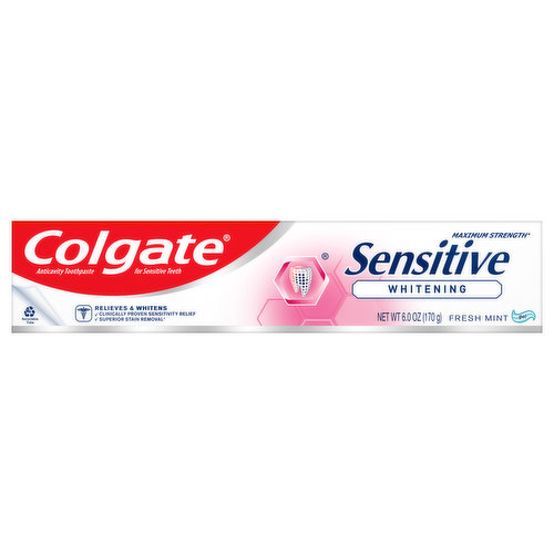 Colgate Toothpaste, Whitening, Maximum Strength, Fresh Mint, Gel