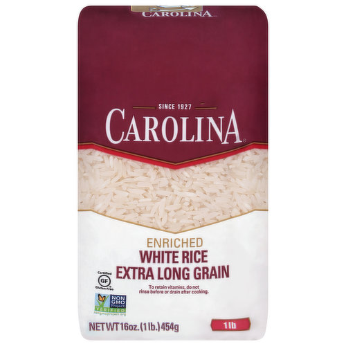 Carolina White Rice, Extra Long Grain, Enriched