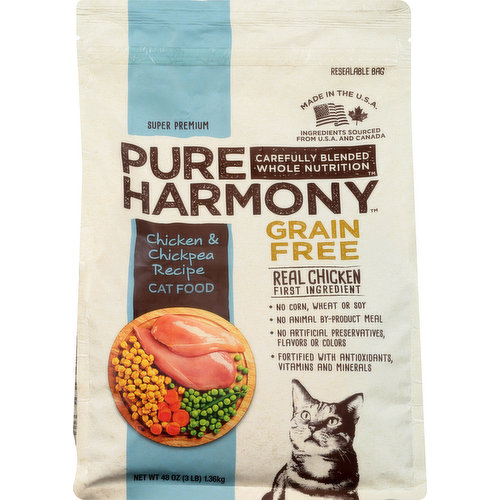 Pure Harmony Cat Food, Super Premium, Grain Free, Chicken & Chickpea Recipe