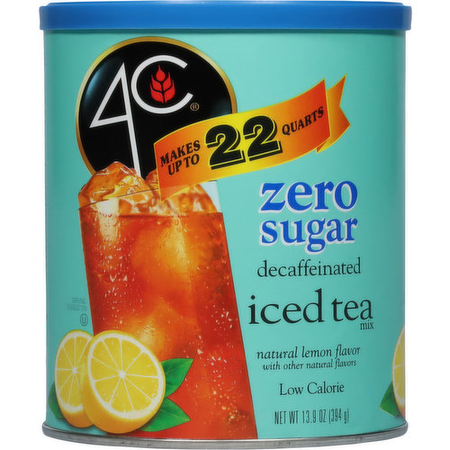 4C Iced Tea Mix, Low Calorie, Zero Sugar, Lemon, Decaffeinated