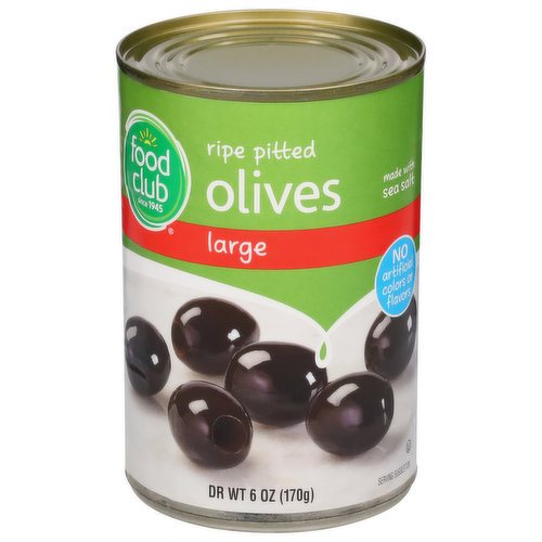 Food Club Olives, Ripe, Pitted, Large