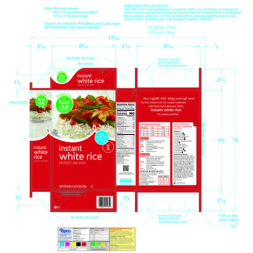 Food Club White Rice, Instant, Long Grain