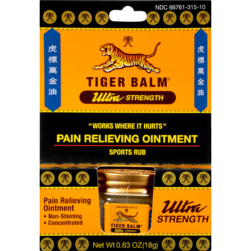 Tiger Balm Pain Relieving Ointment, Ultra Strength, Sports Rub