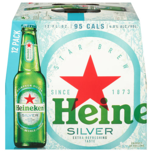 Heineken Beer, Premium Malt Lager, Silver, 12 Pack