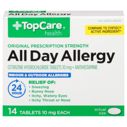 TopCare All Day Allergy, Original Prescription Strength, 10 mg, Tablets