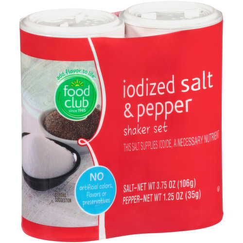 Food Club Iodized Salt & Pepper Shaker Set