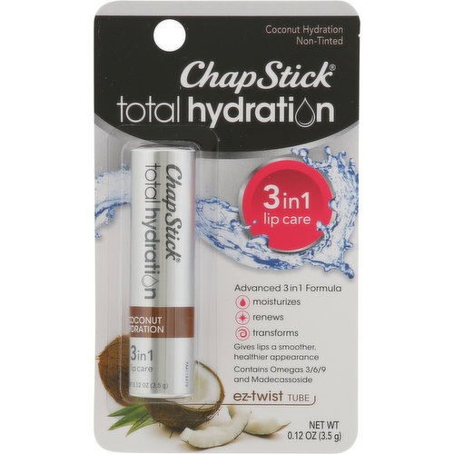ChapStick Lip Care, Coconut Hydration, Non-Tinted, 3 in 1
