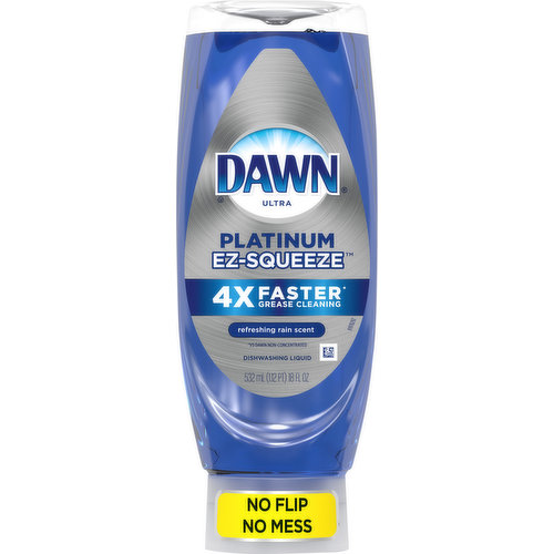 NEW Dawn EZ-Squeeze bottle, there's no flip and no mess. The EZ-Squeeze bottle makes dishwashing fast and easy. Plus, Dawn's powerful formula makes for the Easiest, Squeeziest, Tackle your greasiest clean. From the first squeeze to the last, you'll never worry about wasting a drop with Dawn's new EZ-Squeeze bottle. No matter what you've got cooking in the kitchen, Dawn dishwashing liquid dish soap will leave your dishes squeaky clean every time. Get your ultimate clean and be the kitchen hero with the Grease Cleaning power of Dawn dishwashing liquid dish soap. With 50% less scrubbing* (*vs. Dawn Non-Concentrated), Dawn dishwashing liquid dish soap works harder so you can get back to spending quality time with your family. Dawn dishwashing liquid dish soap can even be used to clean items beyond the kitchen sink. Use Dawn dishwashing liquid to remove grease and grime from external car surfaces and the outer shroud of a gas grill. Dawn dishwashing liquid dish soap is tough on grease, yet gentle. It’s so gentle that Dawn dishwashing liquid helps save rescued wildlife from oil spills. Dawn dishwashing liquid dish soap is Americas #1 Dish Liquid* (*based on sales).