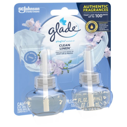 Glade PlugIns Clean Linen Scented Oil Air Freshener Refill (2