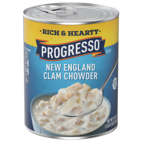 Progresso Soup, Clam Chowder, New England, Rich & Hearty