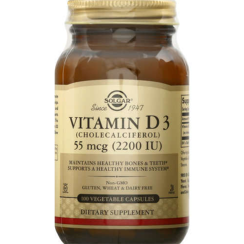 Solgar Vitamin D3, 55 mcg, Vegetable Capsules