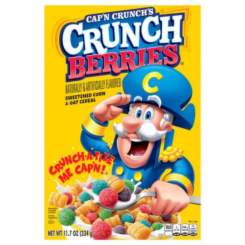 Cap'n Crunch's Cereal, Sweetened Corn & Oat, Crunch Berries