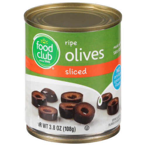 Food Club Olives, Ripe, Sliced