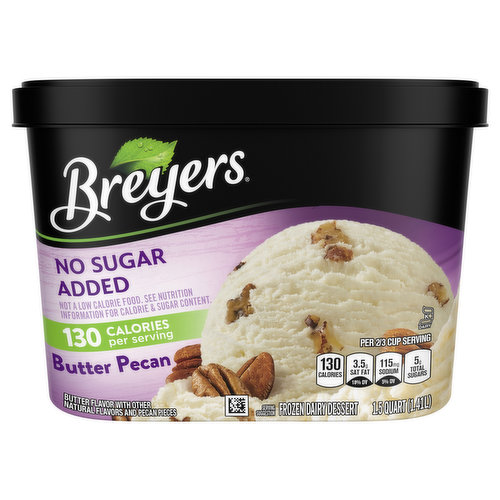 Breyers Frozen Dairy Dessert, No Sugar Added, Butter Pecan
