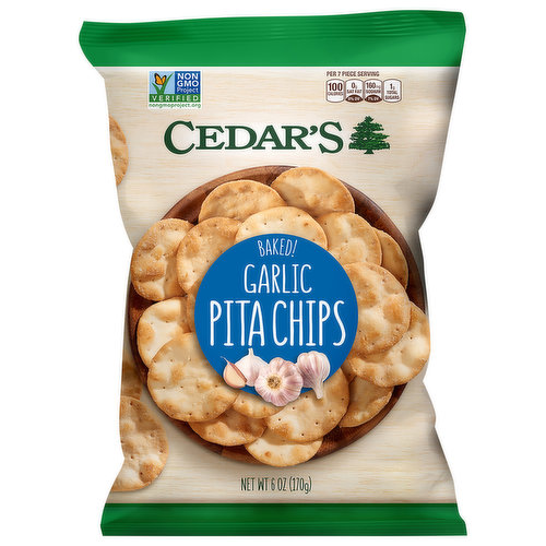 Cedar's Pita Chips, Garlic, Baked