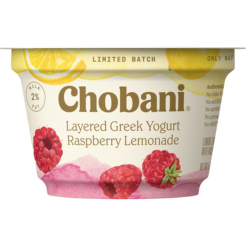 Chobani Yogurt, Greek, Layered, Raspberry Lemonade