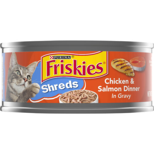 Friskies Gravy Wet Cat Food, Shreds Chicken & Salmon Dinner in Gravy