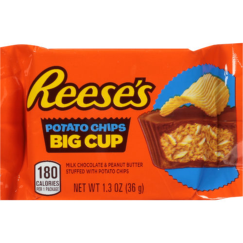 Reese's Big Cup, King Size Candy, Gluten Free Milk Chocolate Peanut Butter  with Potato Chips
