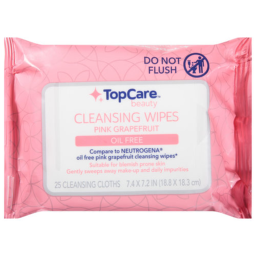 TopCare Cleansing Wipes, Pink Grapefruit, Oil Free