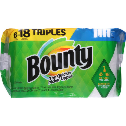 Bounty Select-A-Size Paper Towels, 2 Triple Rolls, White