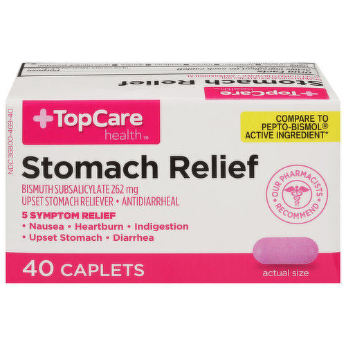 TopCare Stomach Relief, 262 mg, Caplets