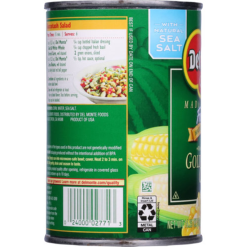 Del Monte Corn, Gold & White, Whole Kernel Sweet, Harvest Selects