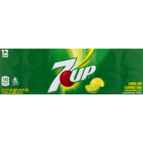 7 UP Soda, Lemon Lime Flavored, 12 Pack