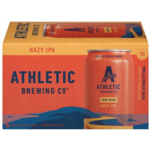 Athletic Brewing Co Beer, Hazy IPA, Free Wave, 6 Pack